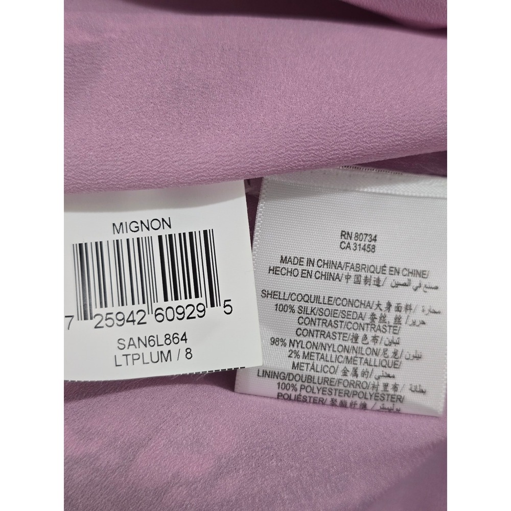 BCBGMAXAZRIA Light Plum Silk Ruffle Strapless Mini Dress SAN6L864 Size 8 - Picture 11 of 13